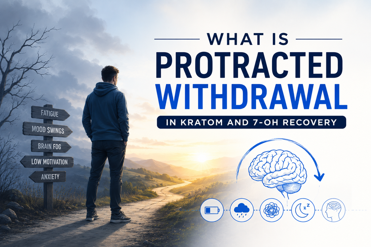 a man asks himself what is protracted withdrawal from kratom and 7-oh?