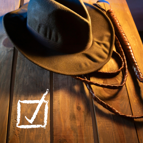 indiana jones' hat and whip